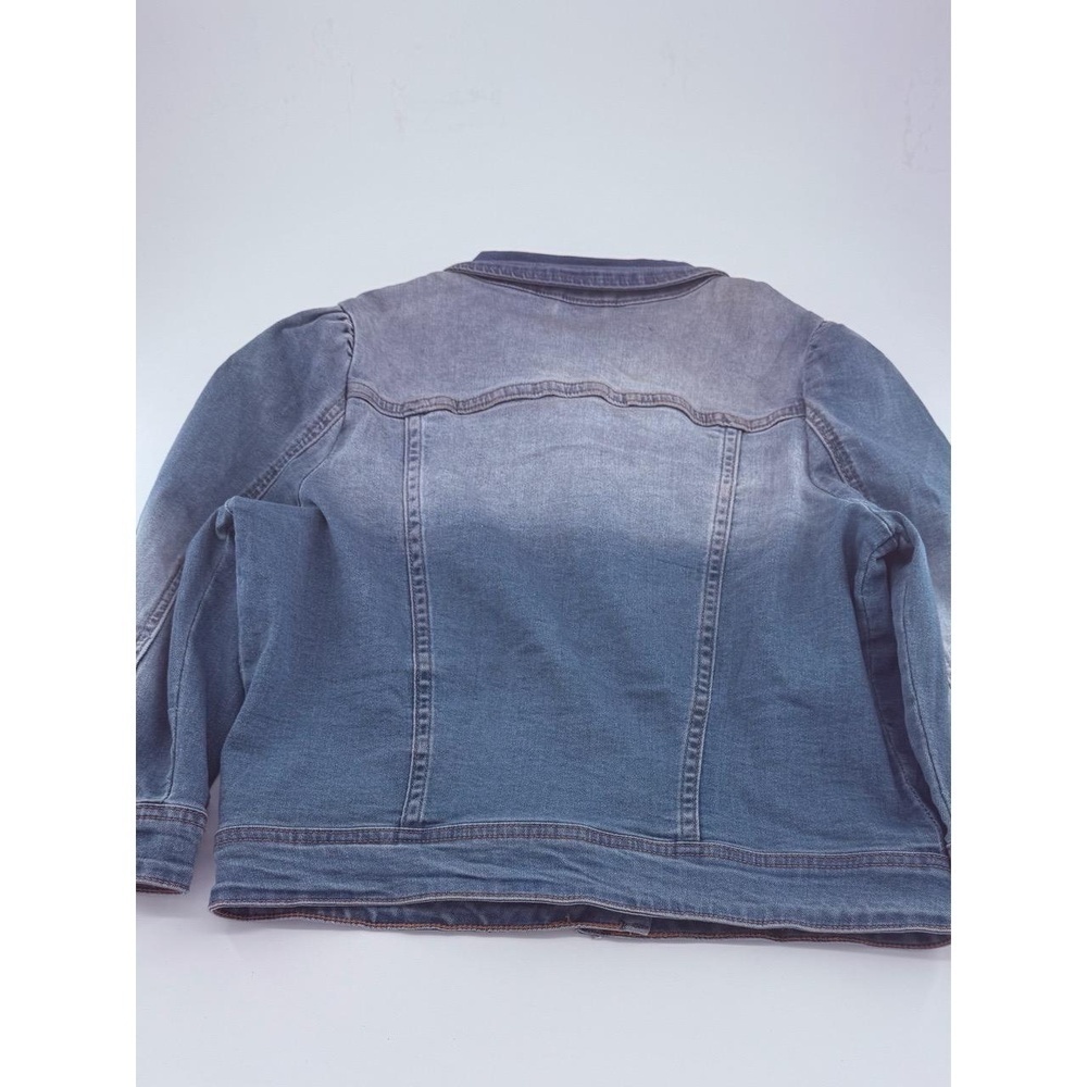 Vetinee Jacket Womens Cropped Blue Denim 3/4 Sleeve Puff Distressed Faded - Picture 11 of 16
